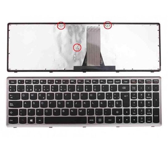 Teclado para portátil Lenovo IdeaPad g500s / g505s / s500 / s510p / z510 / Marco plata / negro
